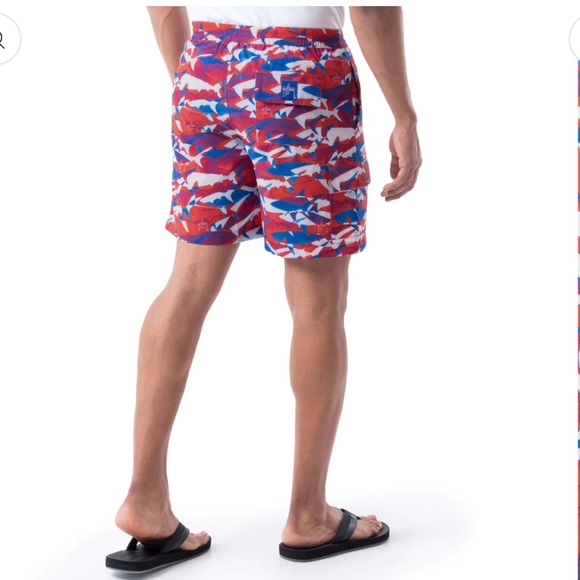 NWT Guy Harvey USA Shark 7" Volley Swim Trunk - Picture 8 of 8